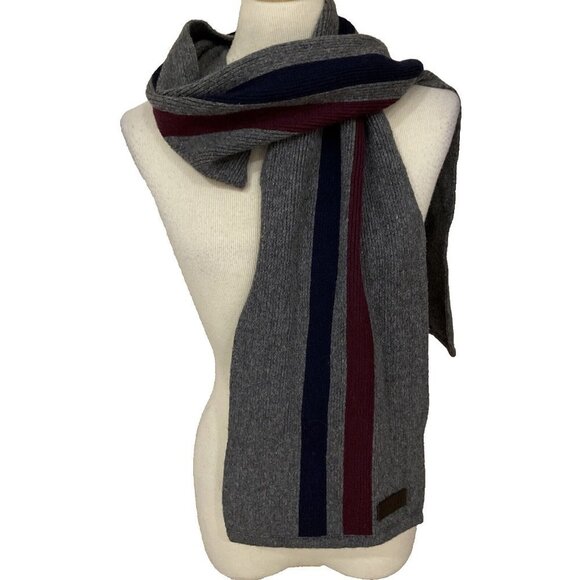 Tommy Hilfiger Other - Tommy Hilfiger Knit Striped Scarf Unisex One Size Gray Cotton/Wool Blend 64X9.5"